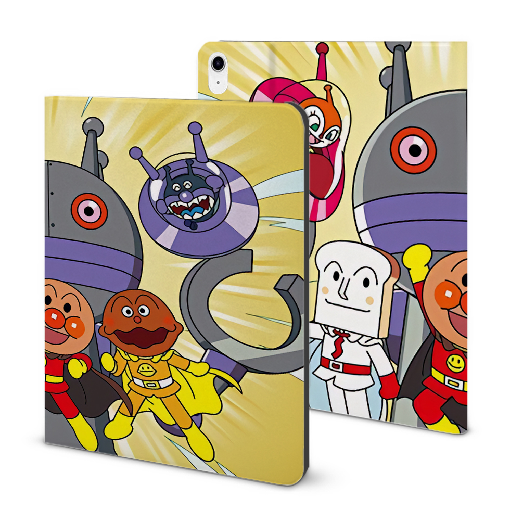 （画像用） アンパンマン Anpanman IPad ケース ブック型 PUレザー TPU 耐衝撃 軽量 薄型 ペン収納なし 全面保護 IPad 各モデル対応